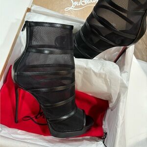 Christian Louboutin Doux Voile mesh peep toe booties size 37